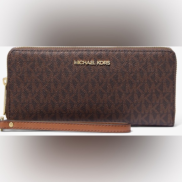 MICHAEL KORS Jet Set Travel Large Logo Continental Wristlet Wallet - Picture 1 of 11